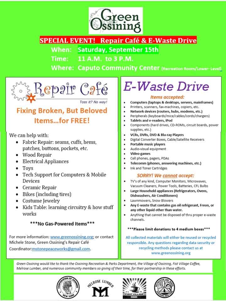 E waste and repair cafe ossining