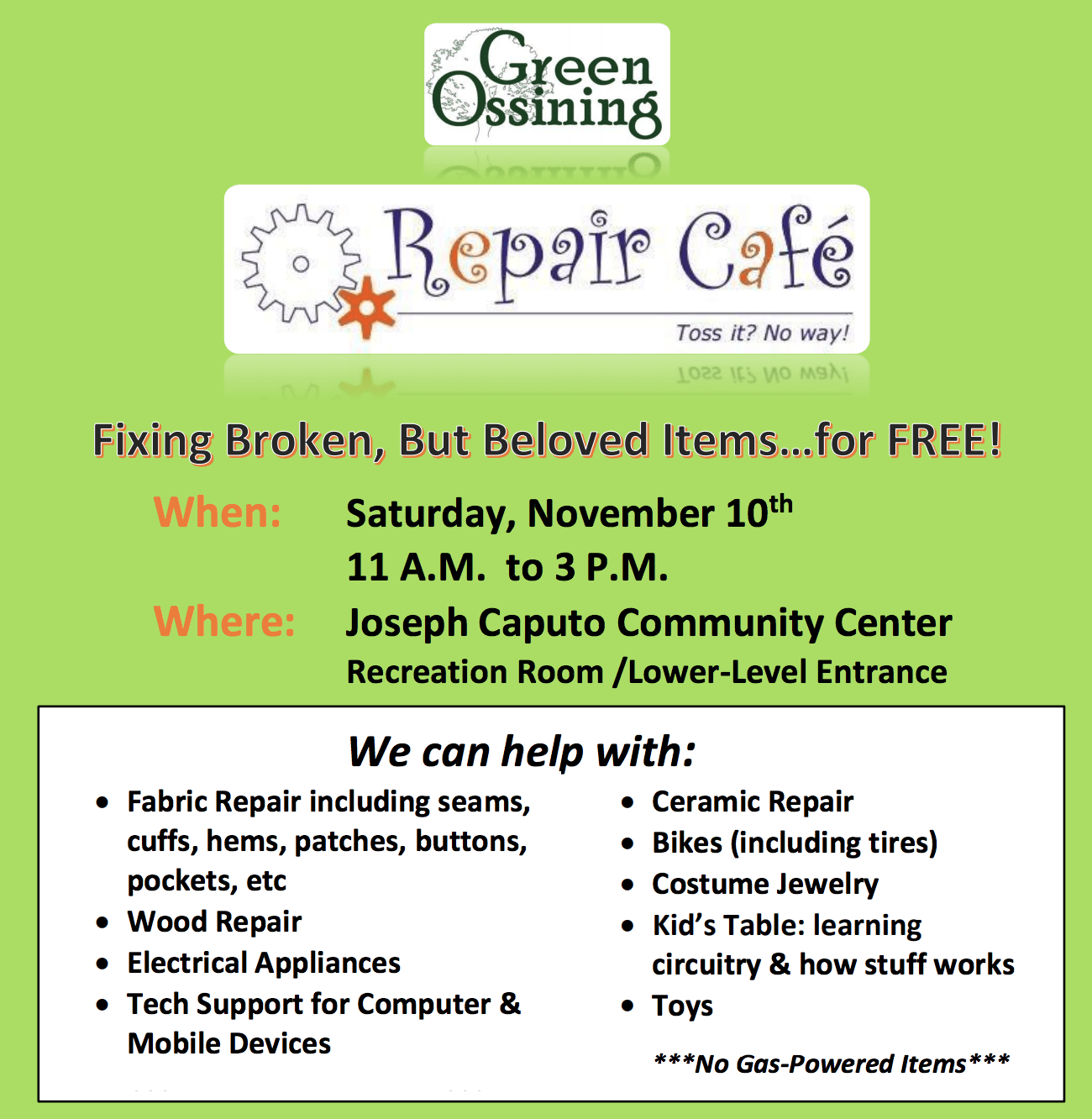 Green Ossining Repair Cafe