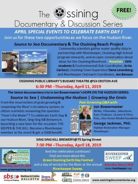 The Ossining Documentary & Discussion Series: Screening of Jon Bowermasters SOURCE to SEA + THE OSSINING BEACH PROJECT